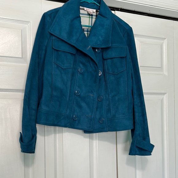 Nine West Blue Pea Coat with Tailored Fit and Notched Lapel - Picture 1 of 11